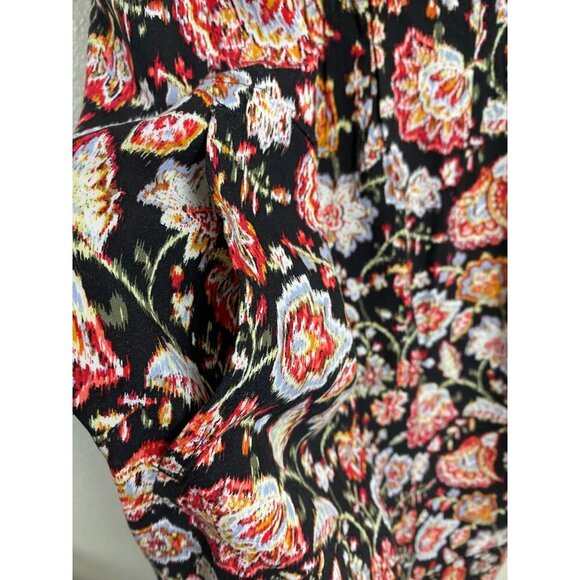 J. Jill Pleated Shift Floral Womens Size XS Black Multicolor whimsical Boho Pock - Picture 11 of 12